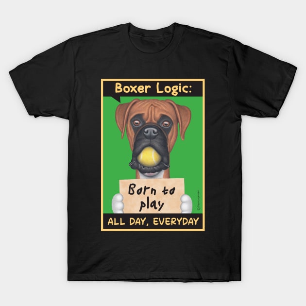 Boxer dog with ball in mouth T-Shirt by Danny Gordon Art